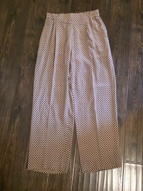 Stella McCartney Silk Beige Wide-Leg Polka Dot Soft Pants